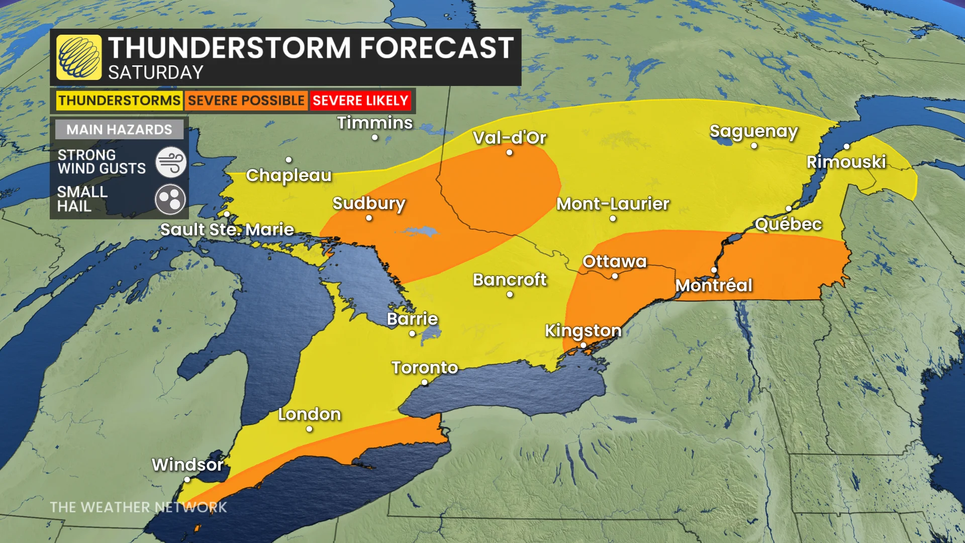 Ontario storm risk Saturday