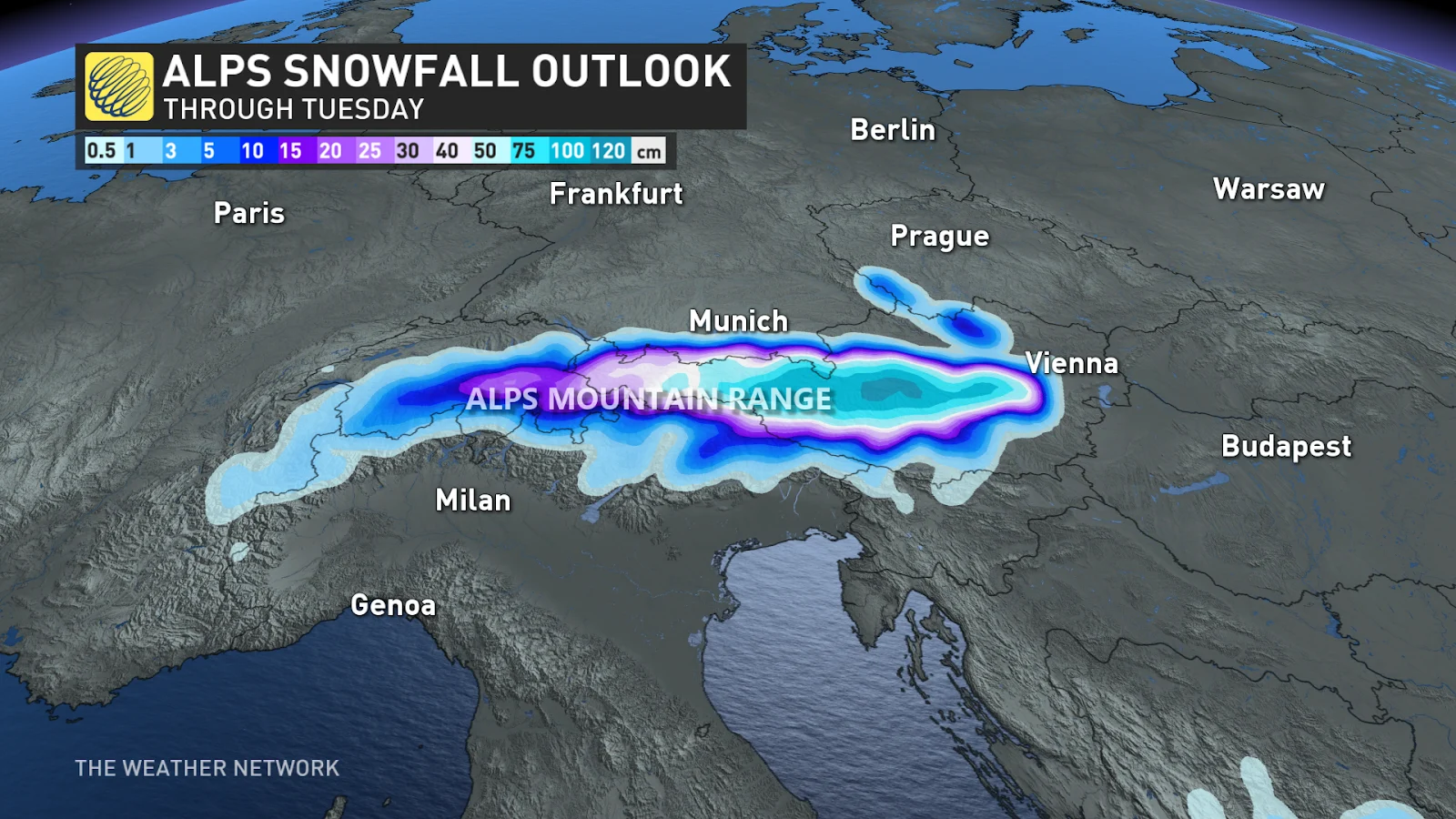 Europe snowfall forecast September 2024