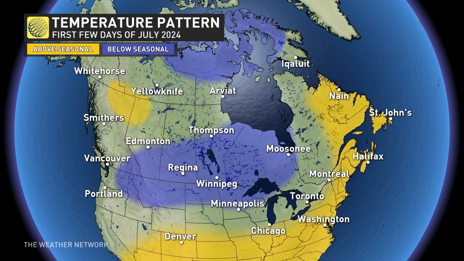 July temperature pattern first days of the month