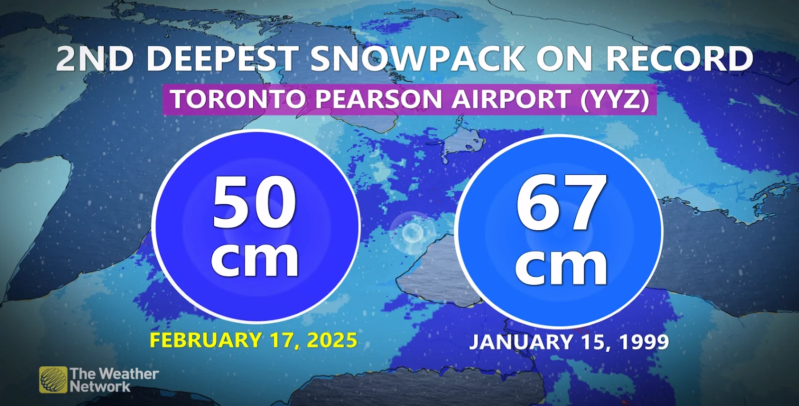 Toronto second deepest snowpack record - Feb. 17, 2025