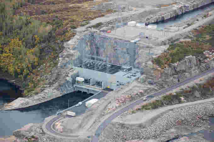 Aerial view of Hydro-Quebec's Romaine 1 hydroelectric dam in Havre St. Pierre, Que. (Lars Hagberg/ AFP/ Getty Images)