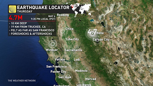 4 7 Magnitude Earthquake Rattles Northern California The Weather Network
