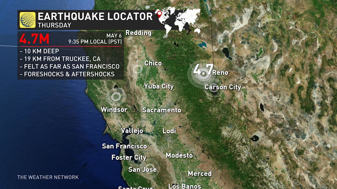 4 7 Magnitude Earthquake Rattles Northern California The Weather Network