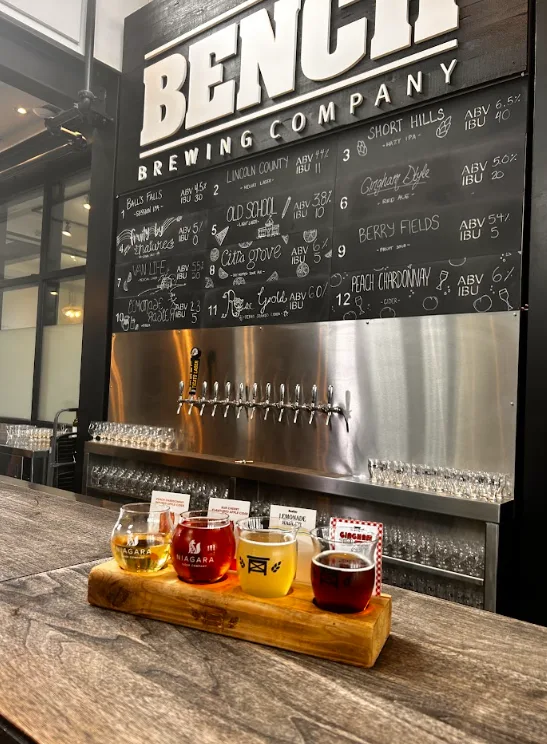 A flight of beers from Bench Brewing Company in Niagara, Ont. (Lia Nardone/TWN)