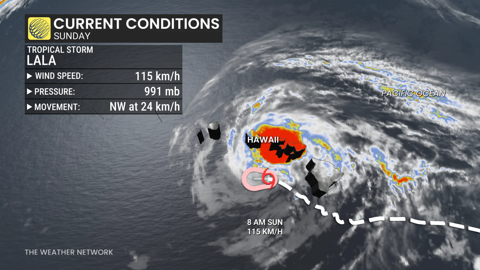 Tropical Storm Lala current status Sunday morning Aug. 16