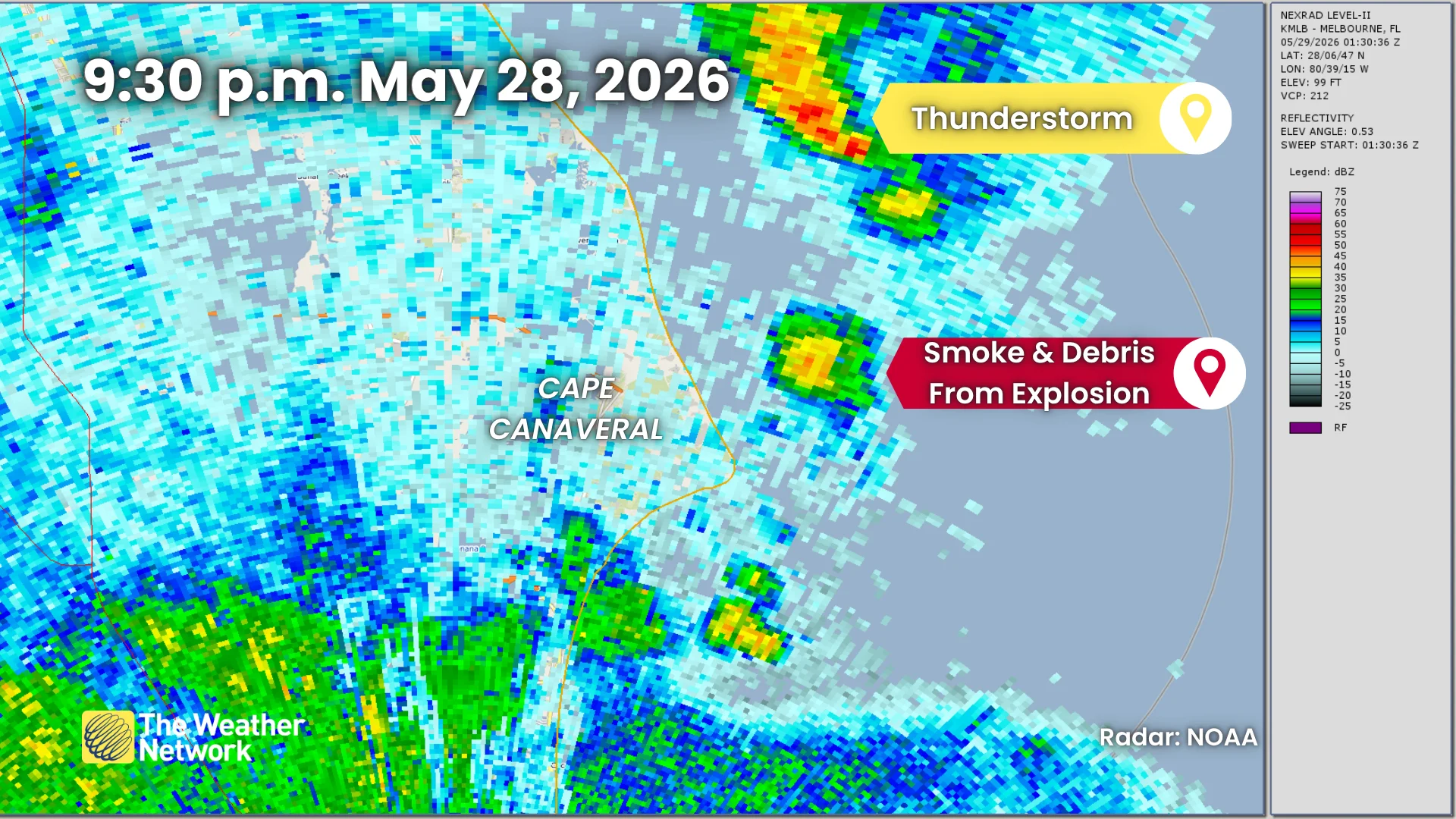 Blue Origin Rocket Explosion Smoke Radar Image
