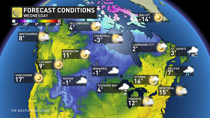 The Weather Network - Major temperature swap underway in Canada, West ...