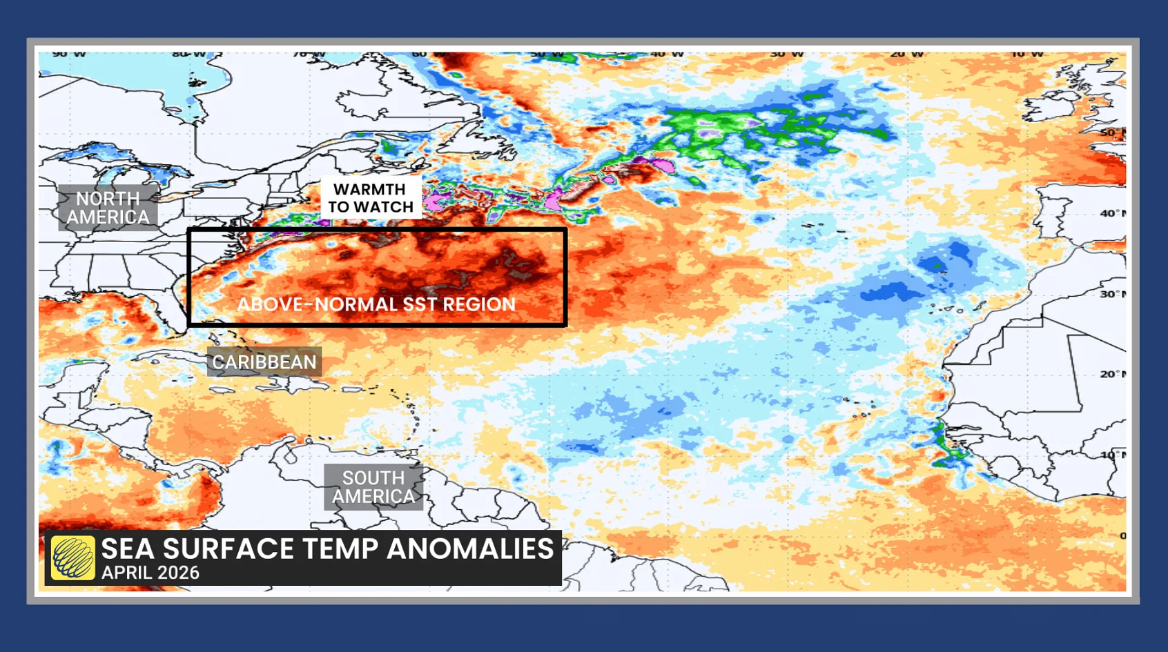 Sea sea surface anomalies Atlantic