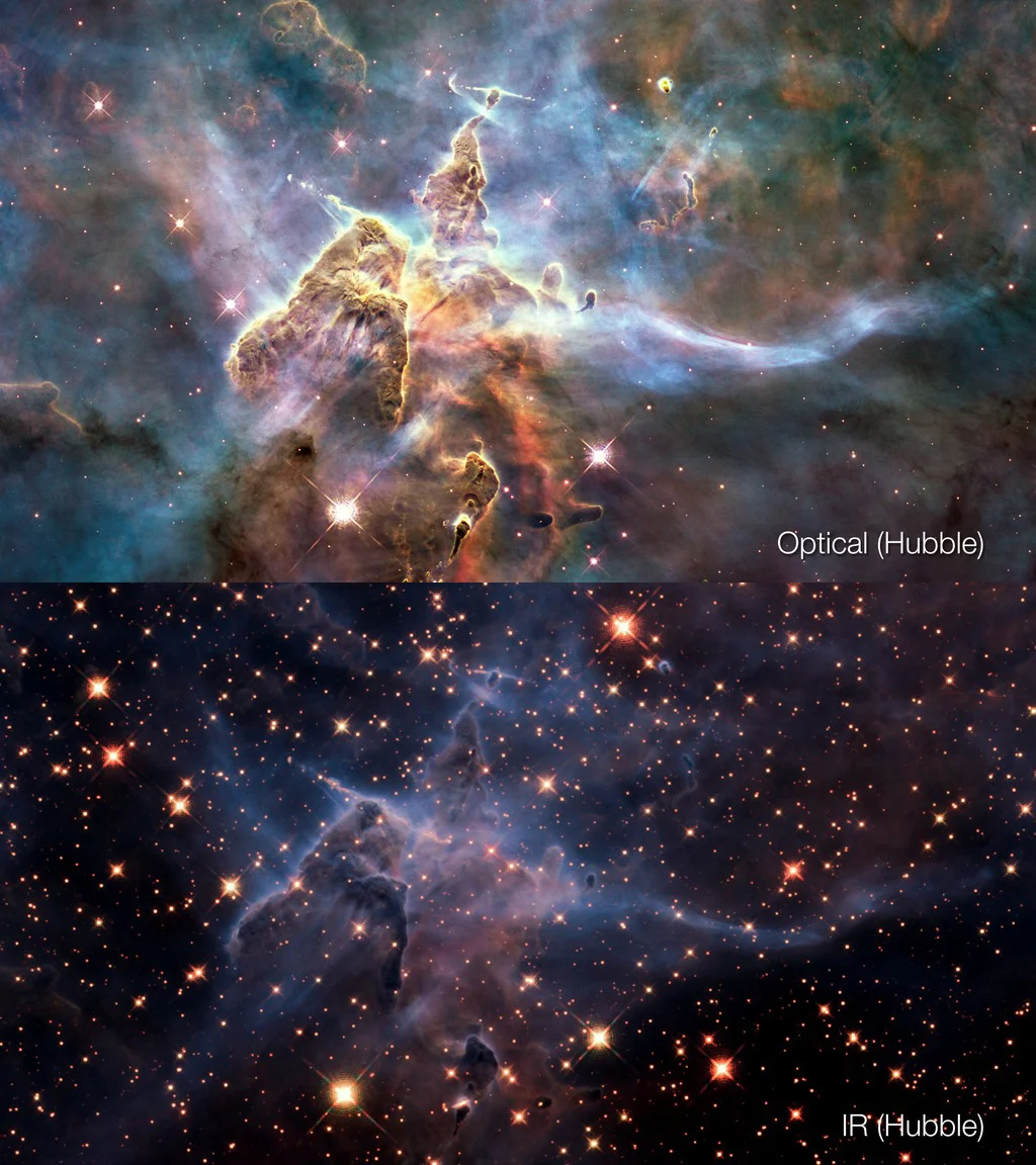 Carina Nebula STScI-H-HH901 VIS IR NASA ESA Hubble 20th Anniversary Team (STScI)