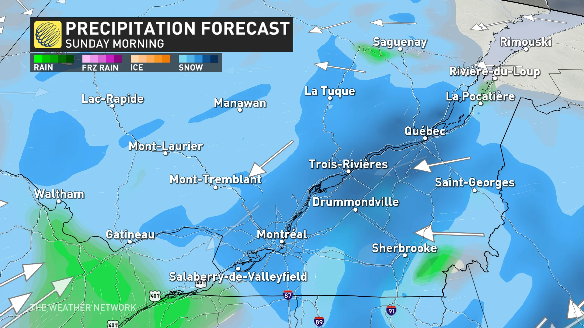 Quebec precip Sun morning