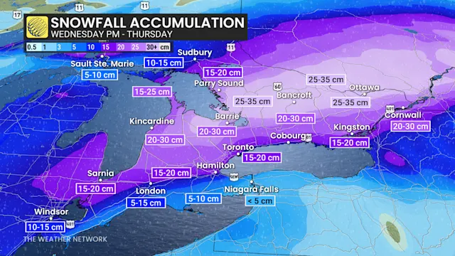 Southern Ontario to see hazardous travel with 15-35 cm of snow from ...