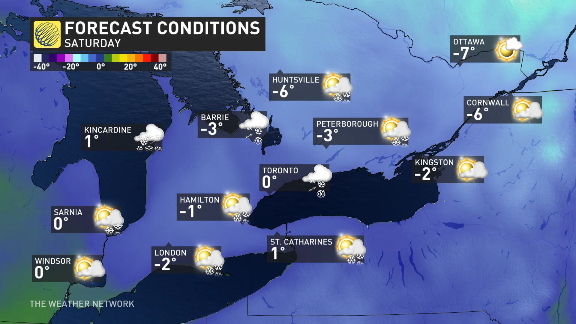 Baron - Ontario Saturday temperatures - Dec5