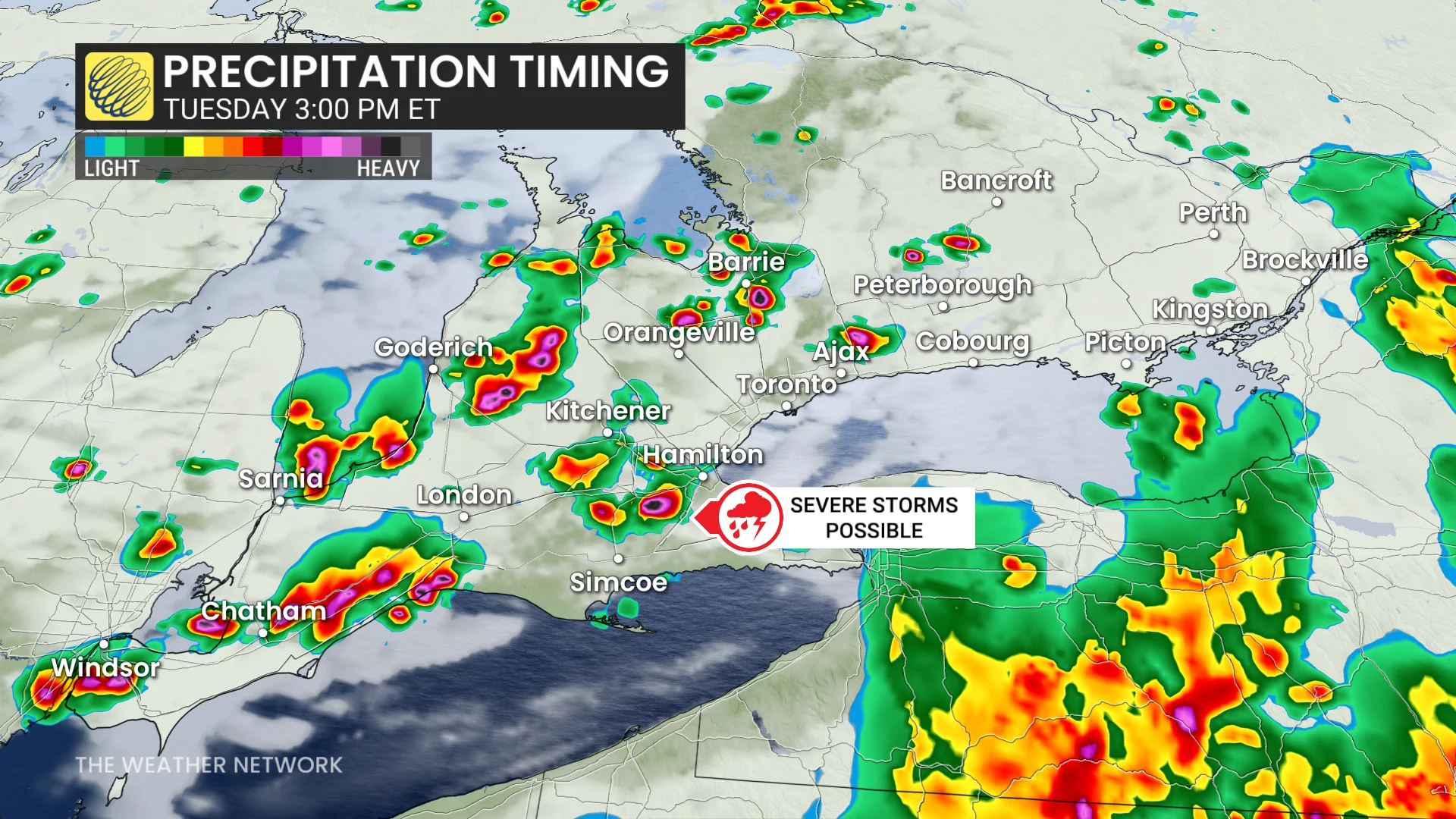 Baron - Ontario precipitation Tuesday 3 pm - July 21