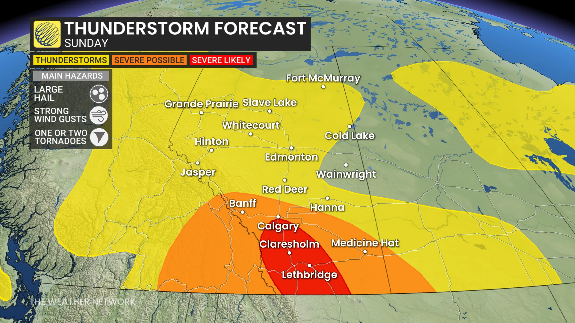 Alberta thunderstorm forecast Sunday