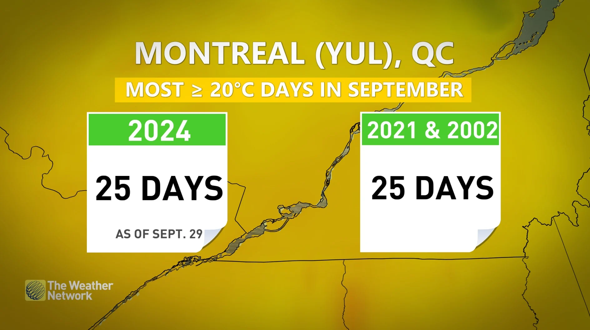 Montreal more than 20 degrees in September