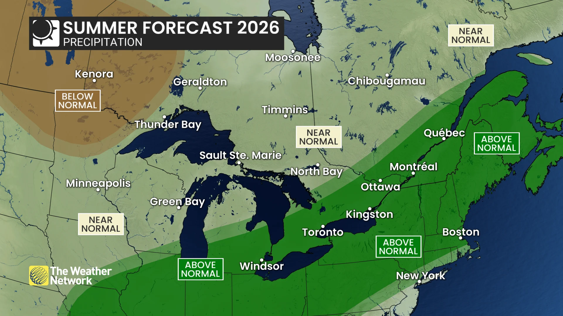 Ontario 2026 Summer Forecast: Precipitation outlook
