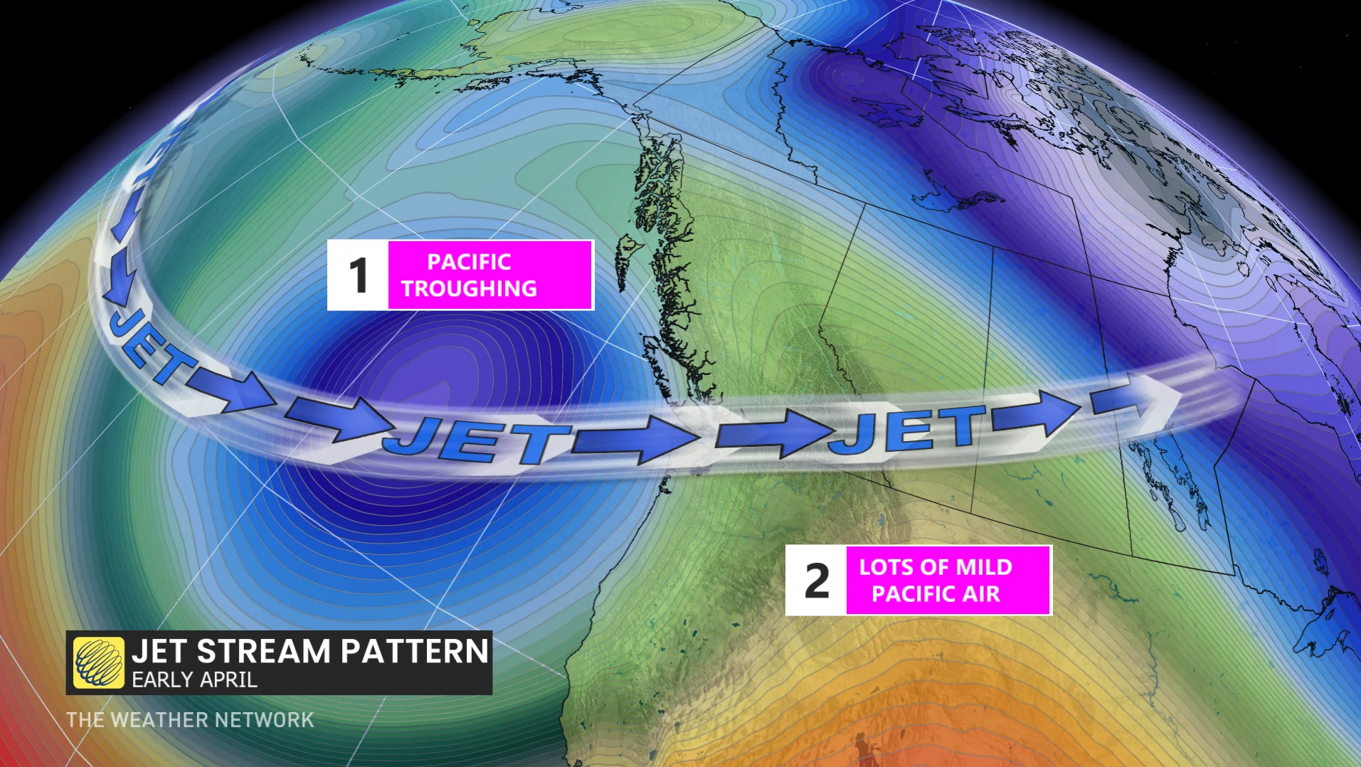 Jet stream pattern Western Canada early April