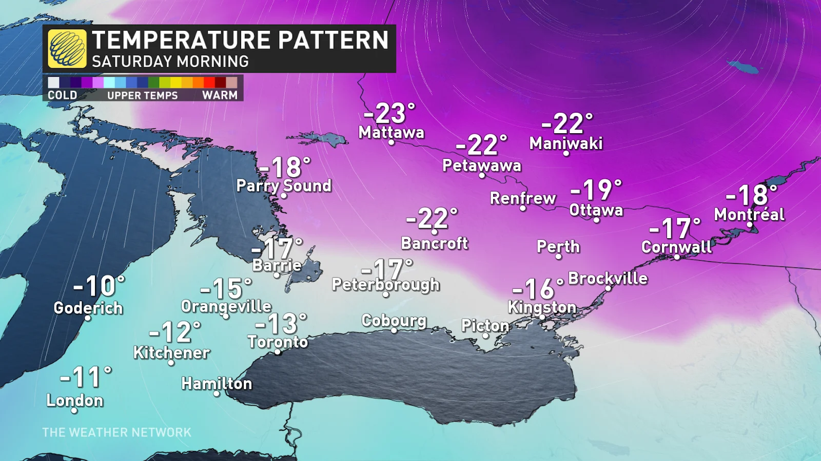Southern Ontario Saturday morning forecast temperatures Feb 21 2024