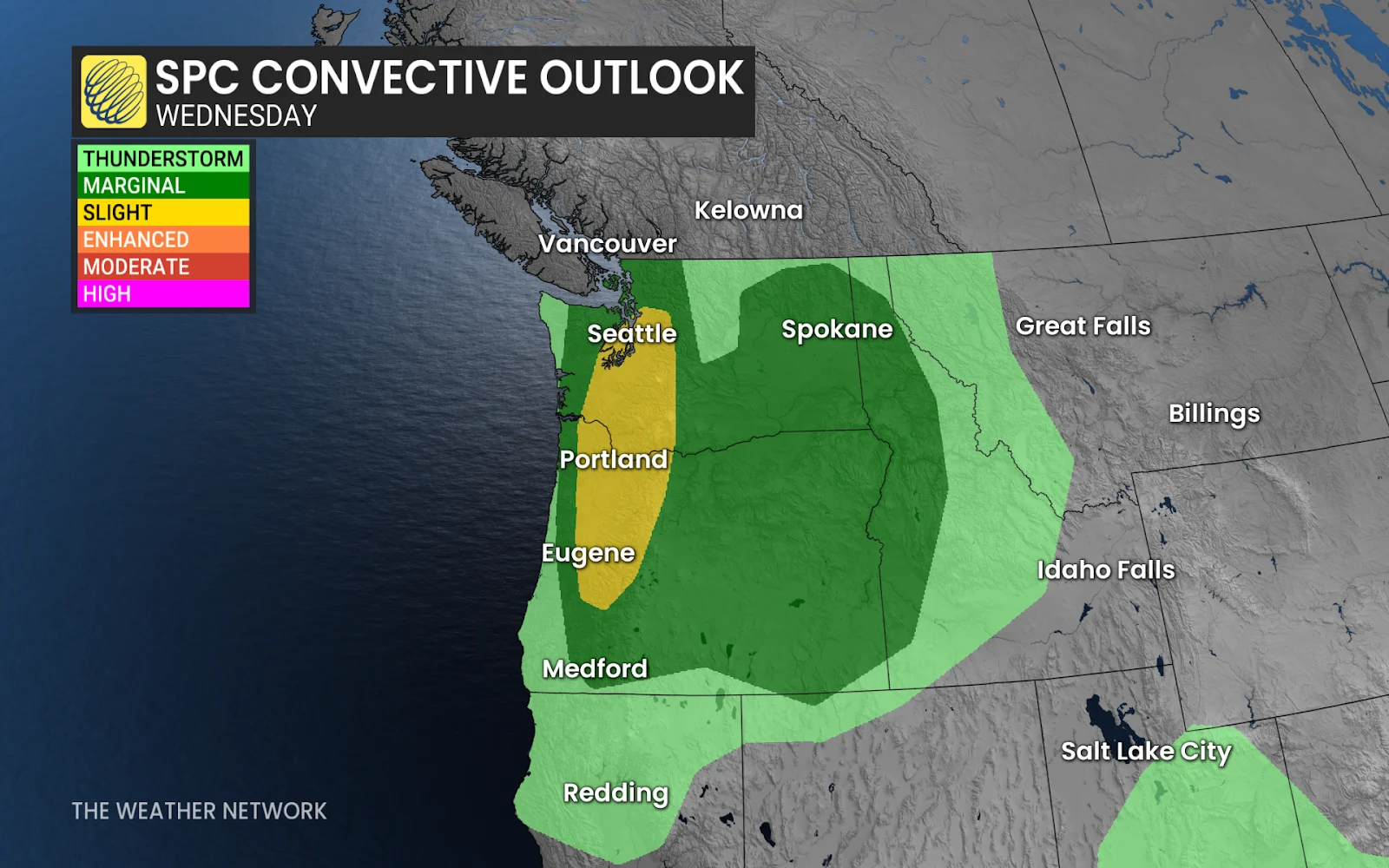 West Coast Wednesday SPC convective storm outlook - March 26, 2025