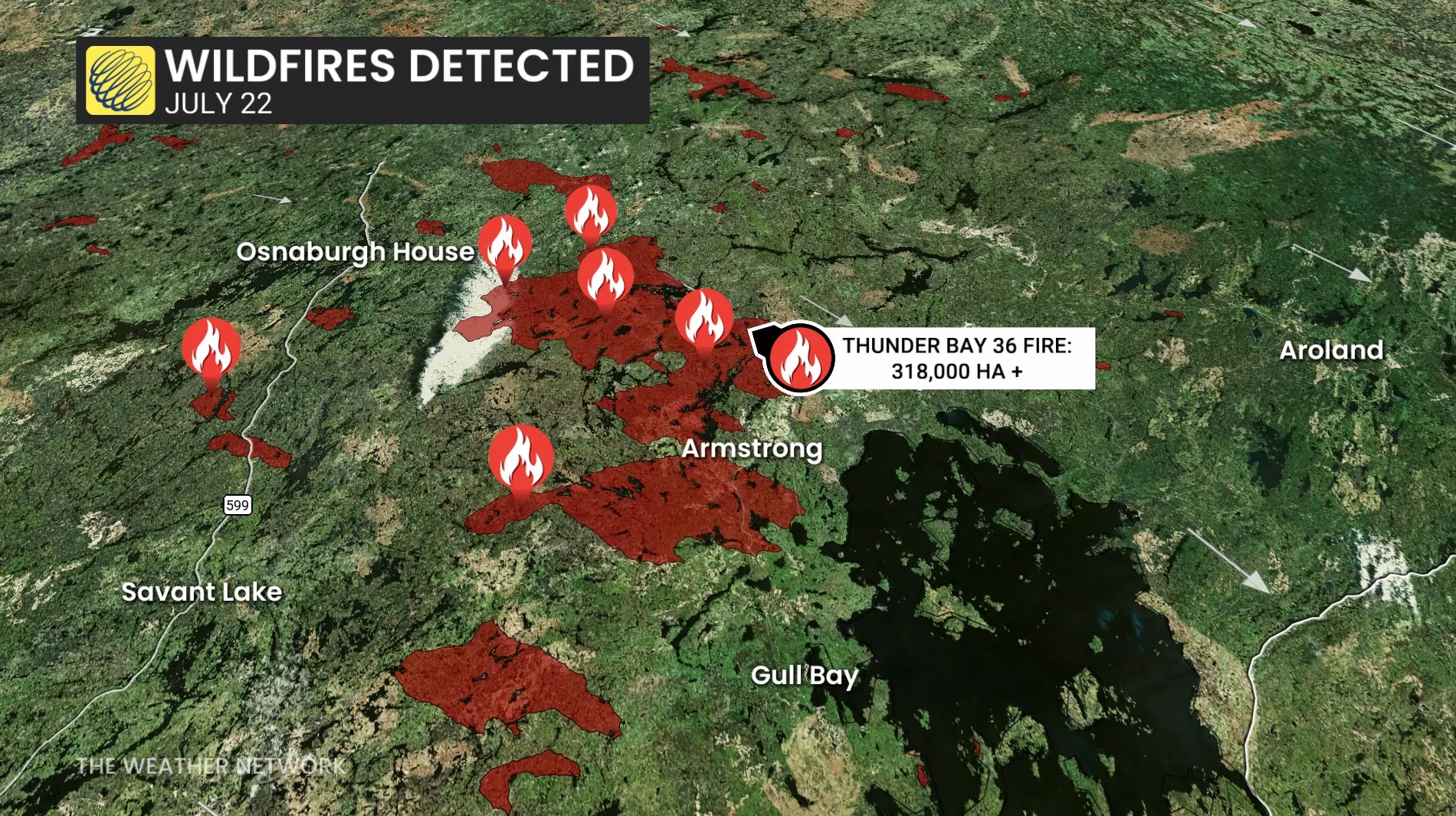Baron - Ontario wildfires detected - July 22