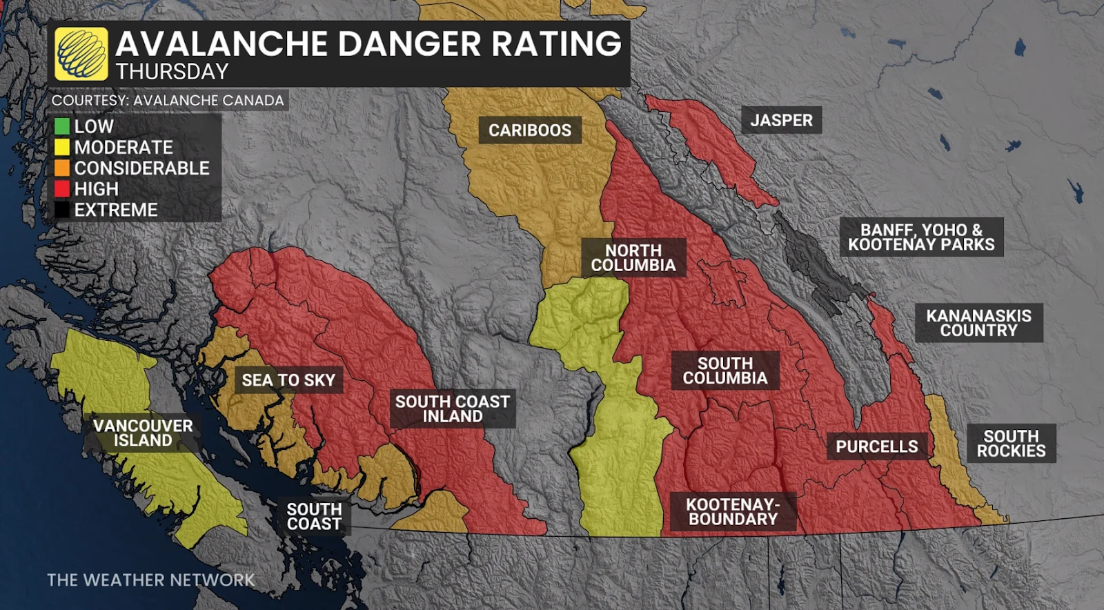 BC Avalanche Danger Rating Thursday