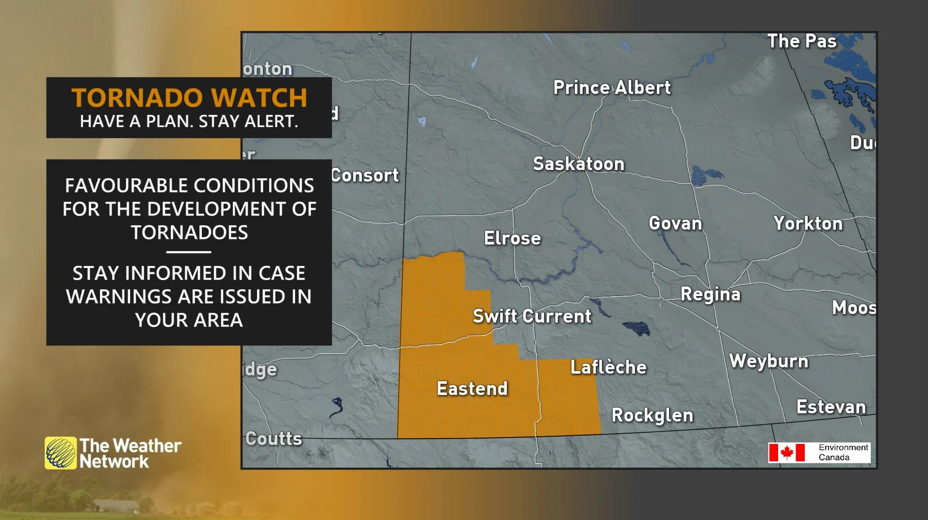 Southern Sask tornado watch, July 11, 2023