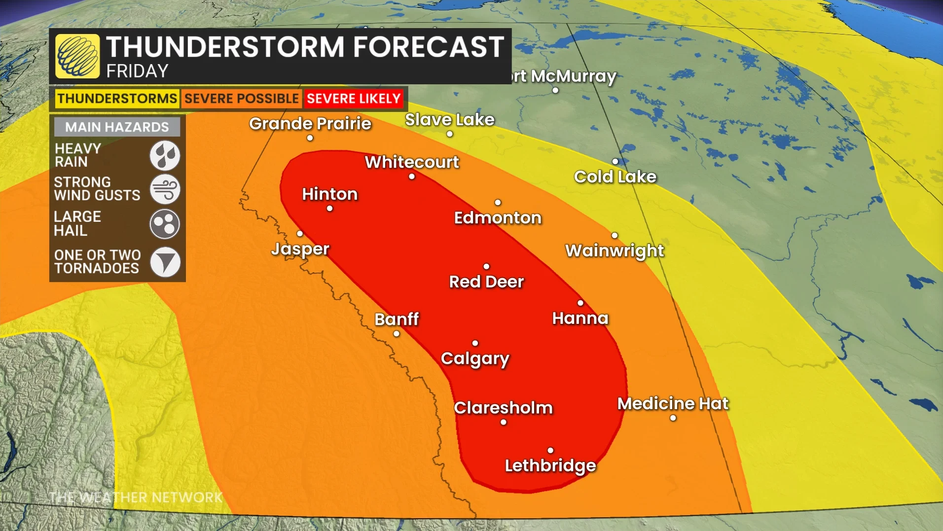Alberta thunderstorm forecast Friday