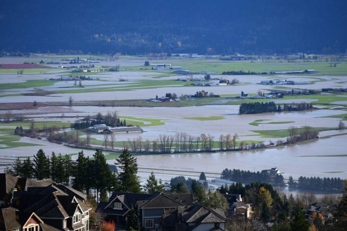 A view of flooding in the Sumas Prairie area of Abbotsford British Columbia, Canada, on November 17, 2021. (Don MacKinnon/AFP via Getty Images)