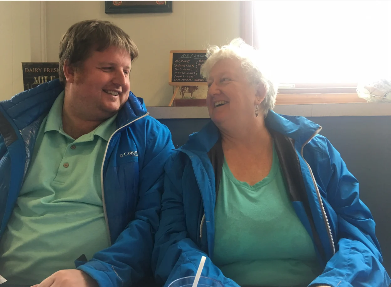 Nathan Coleman: My mother and I enjoying a laugh at her favourite restaurant in Blacks Harbour, NB