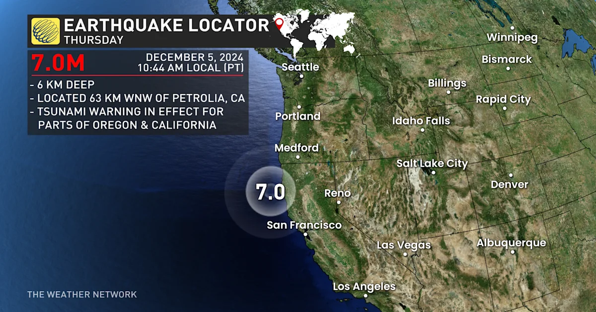 Tsunami warnings cancelled after 7.0 earthquake hits California The Weather Network