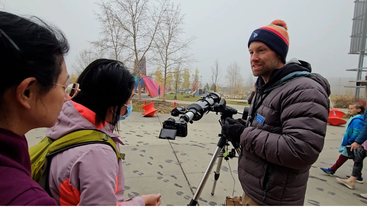  Connor O’Donovan | Though it was spoiled by a morning of particularly heavy fog, members of the Royal Astronomical Society visited Telus Spark with high-powered telescopes to help visitors view the annular solar eclipse that occurred last October.