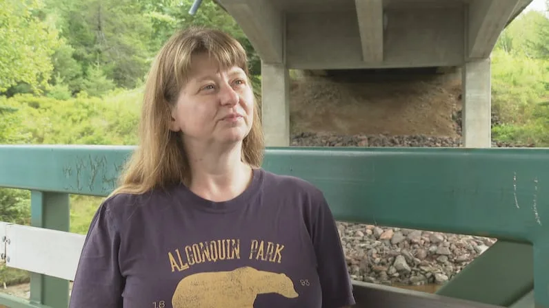 CBC Karen Vanderwolf has spent much of her summer under New Brunswick bridges searching for bat guano. (Shane Fowler/CBC News)