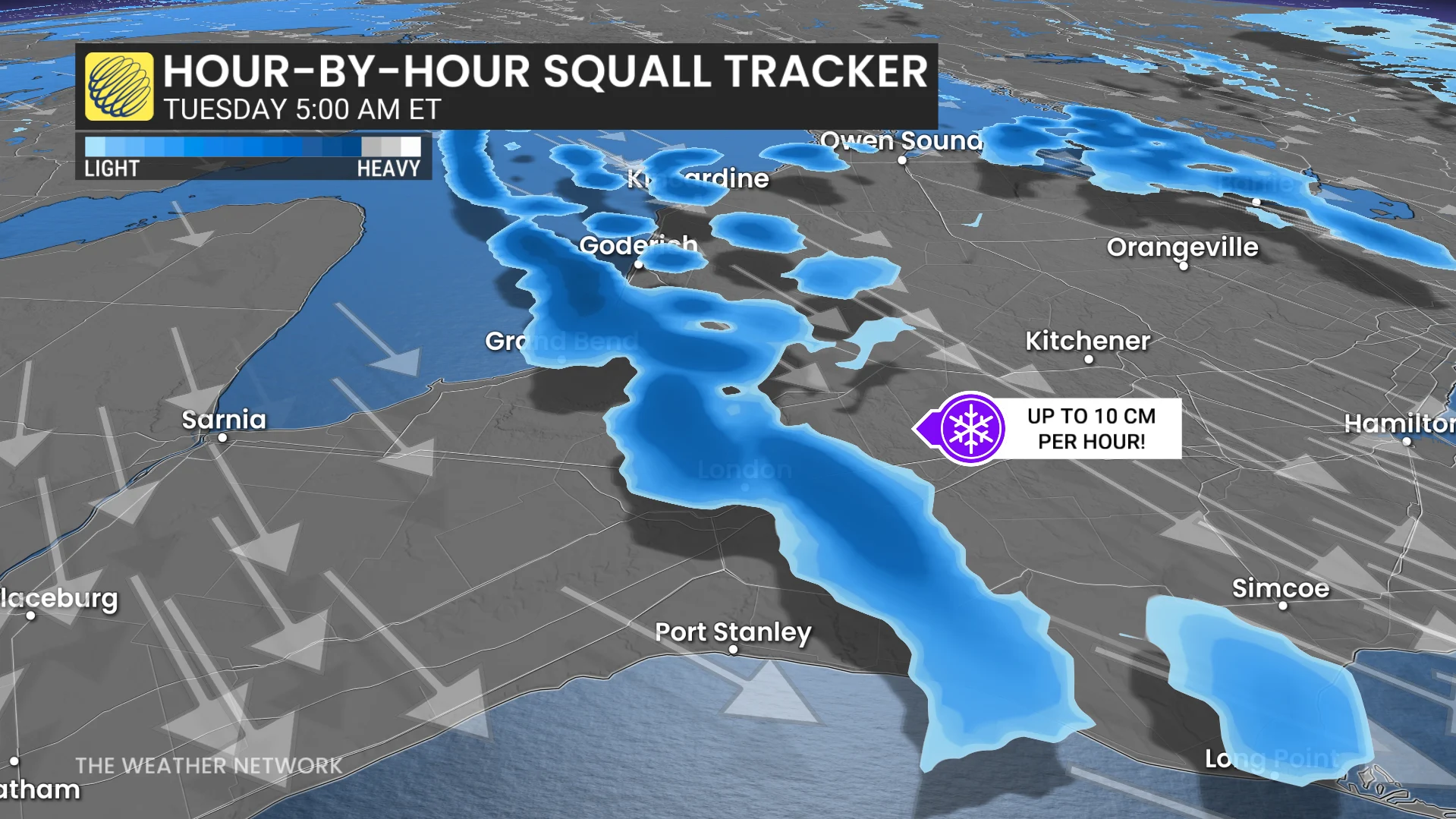 Hour by hour Ontario snow squall tracker Tuesday 5 a.m.