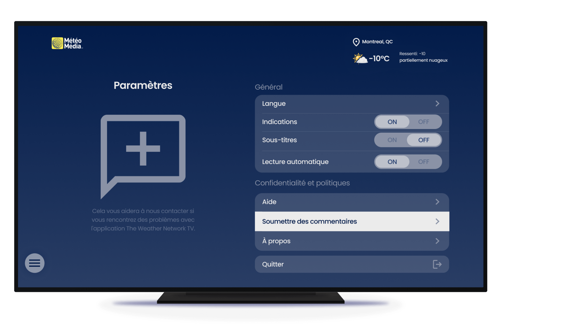 submit feedback settings