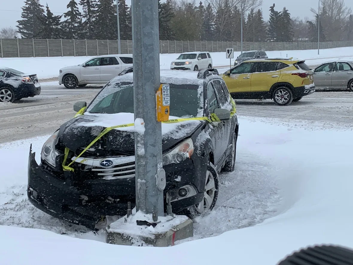 (CBC) snow car crash calgary alberta november 2 2022