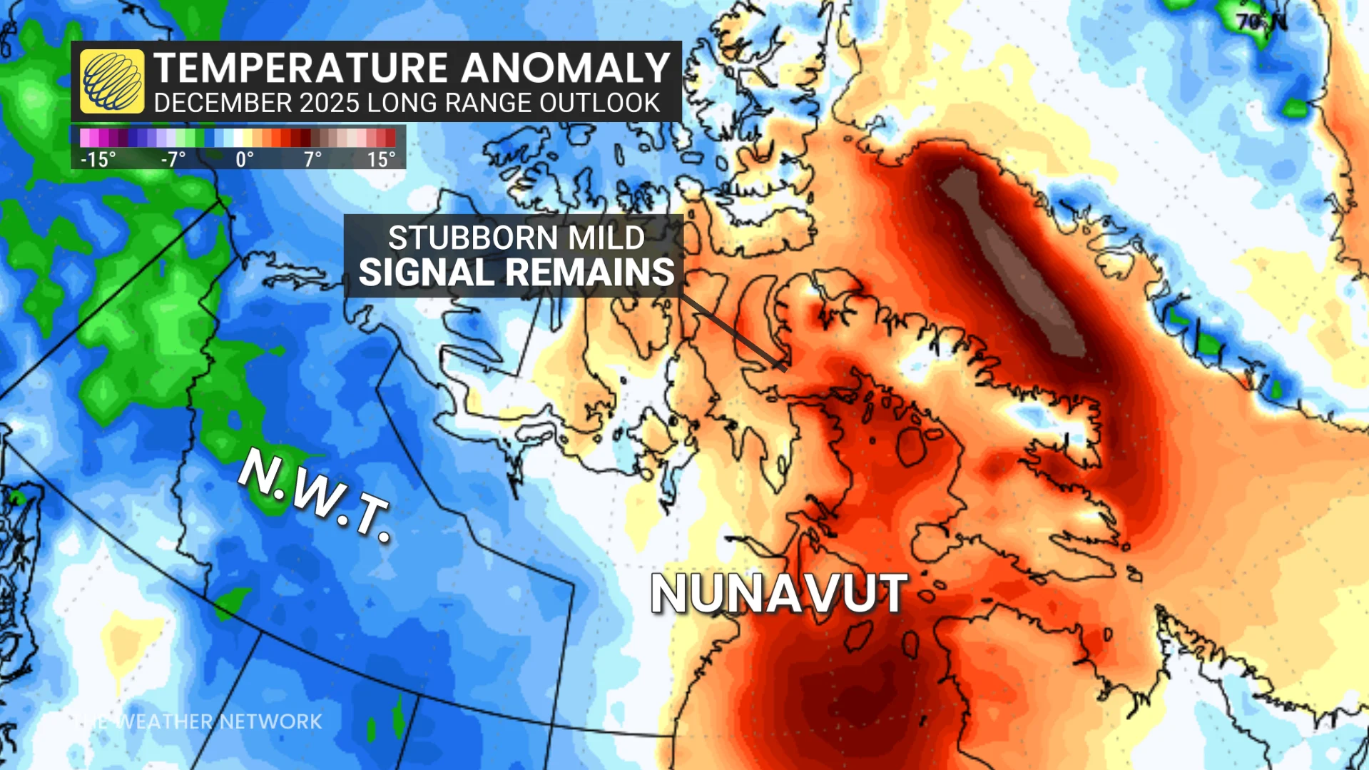 Temperature anomaly December 2025 Canada
