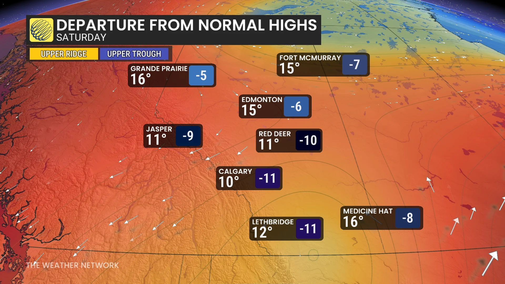 Baron - Alberta temperatures Saturday - June19