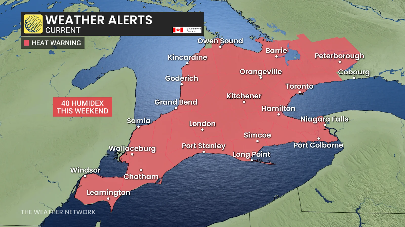 Ontario heat warnings July 4 2025