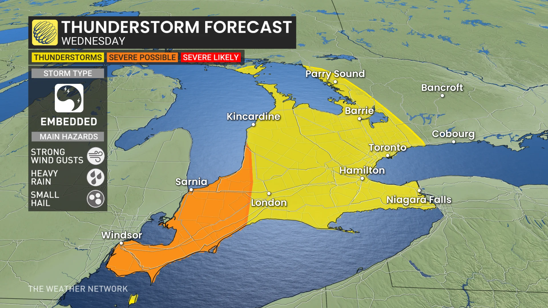 Baron - Ontario thunderstorm risk Wednesday - April1