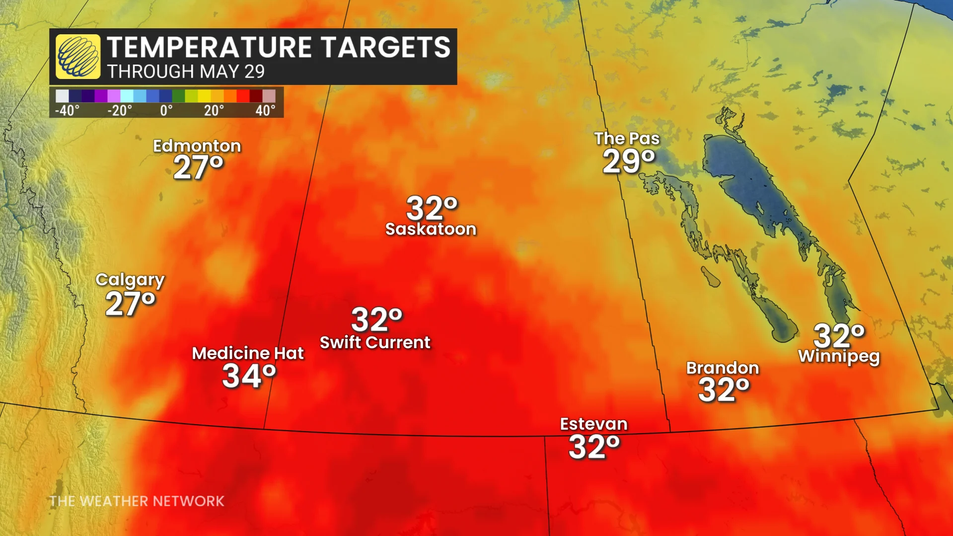 Prairies temperature targets through May 29