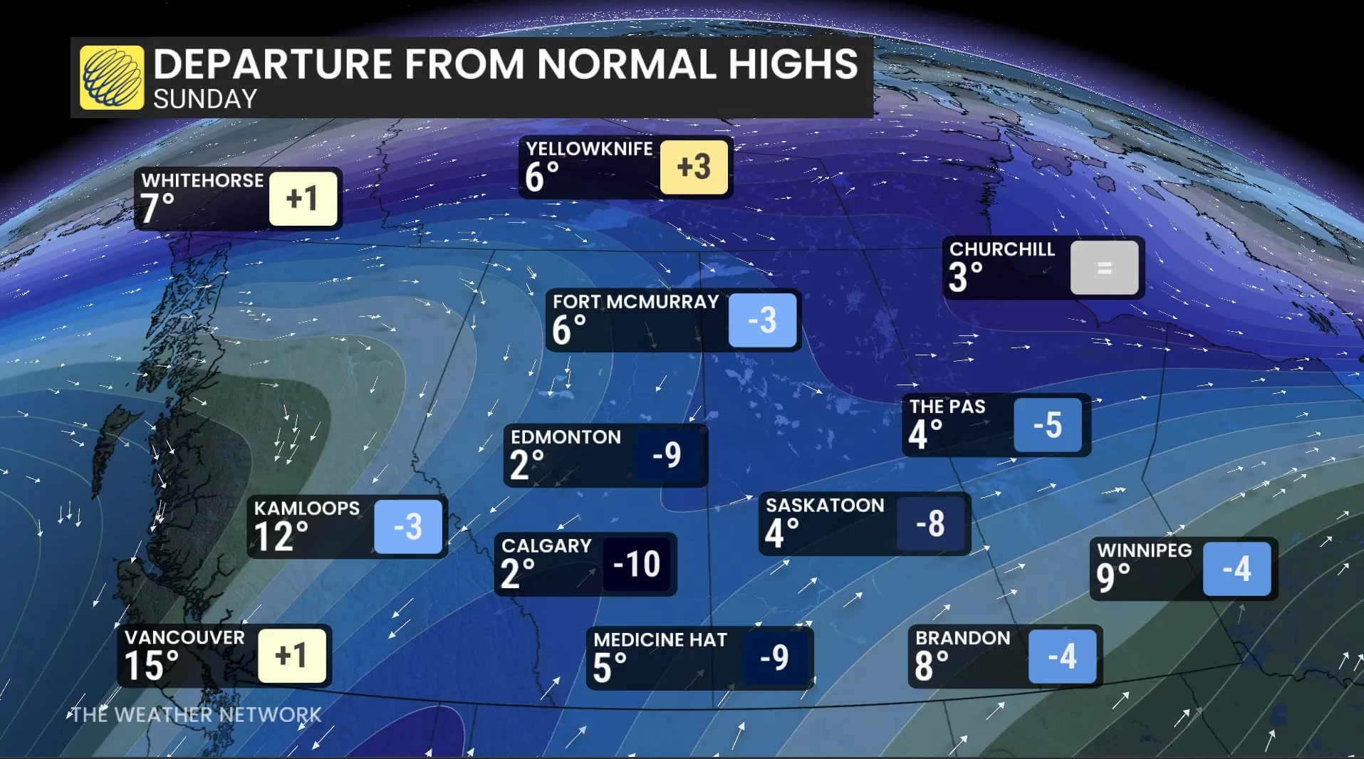 Thanksgiving Temperature Anomalies Western Canada
