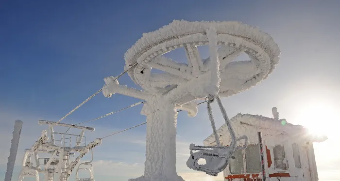 See the viral images of the B.C. ski lift encased in ice