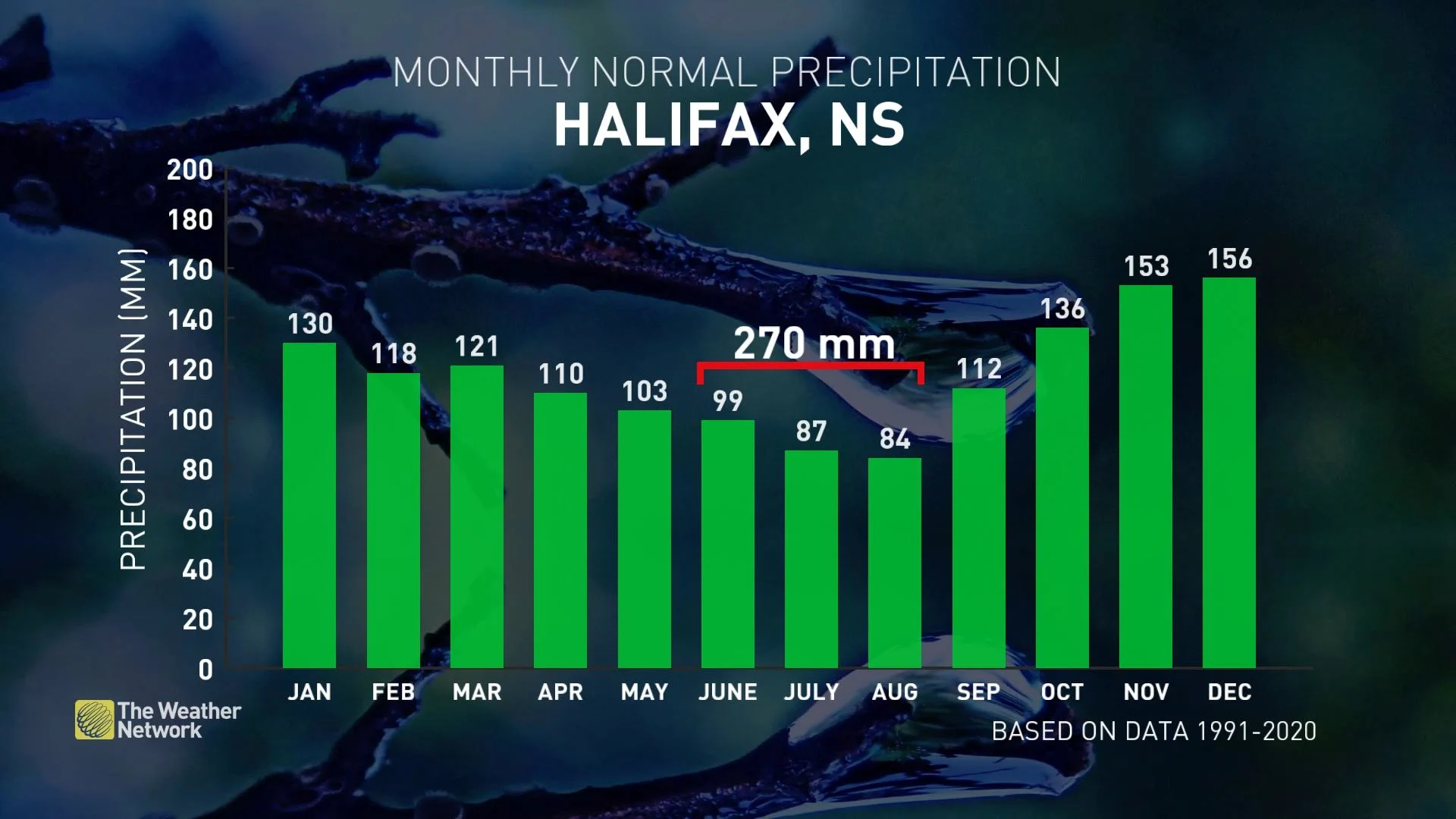 Halifax Annual Summer Rainfall