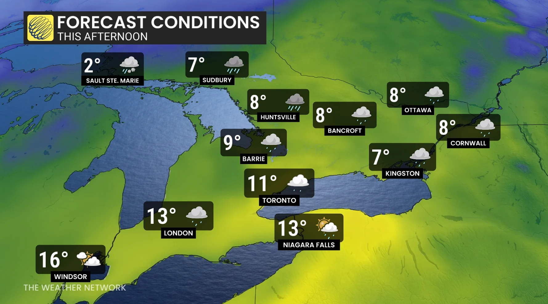 Baron - Friday temperatures Ontario - Jan 9