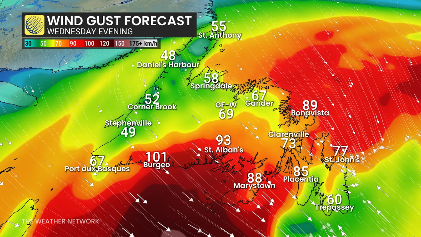 Nor'easter, Wind, Atlantic Canada, Newfoundland, Cold, Winter, December 01, 2025. (The Weather Network/Rachel Modestino)