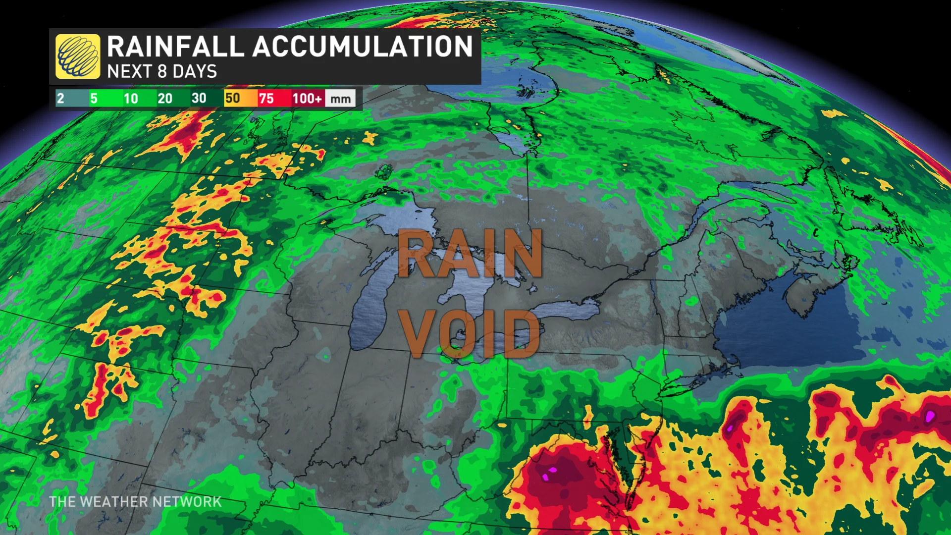 Ontario precipitation rain void