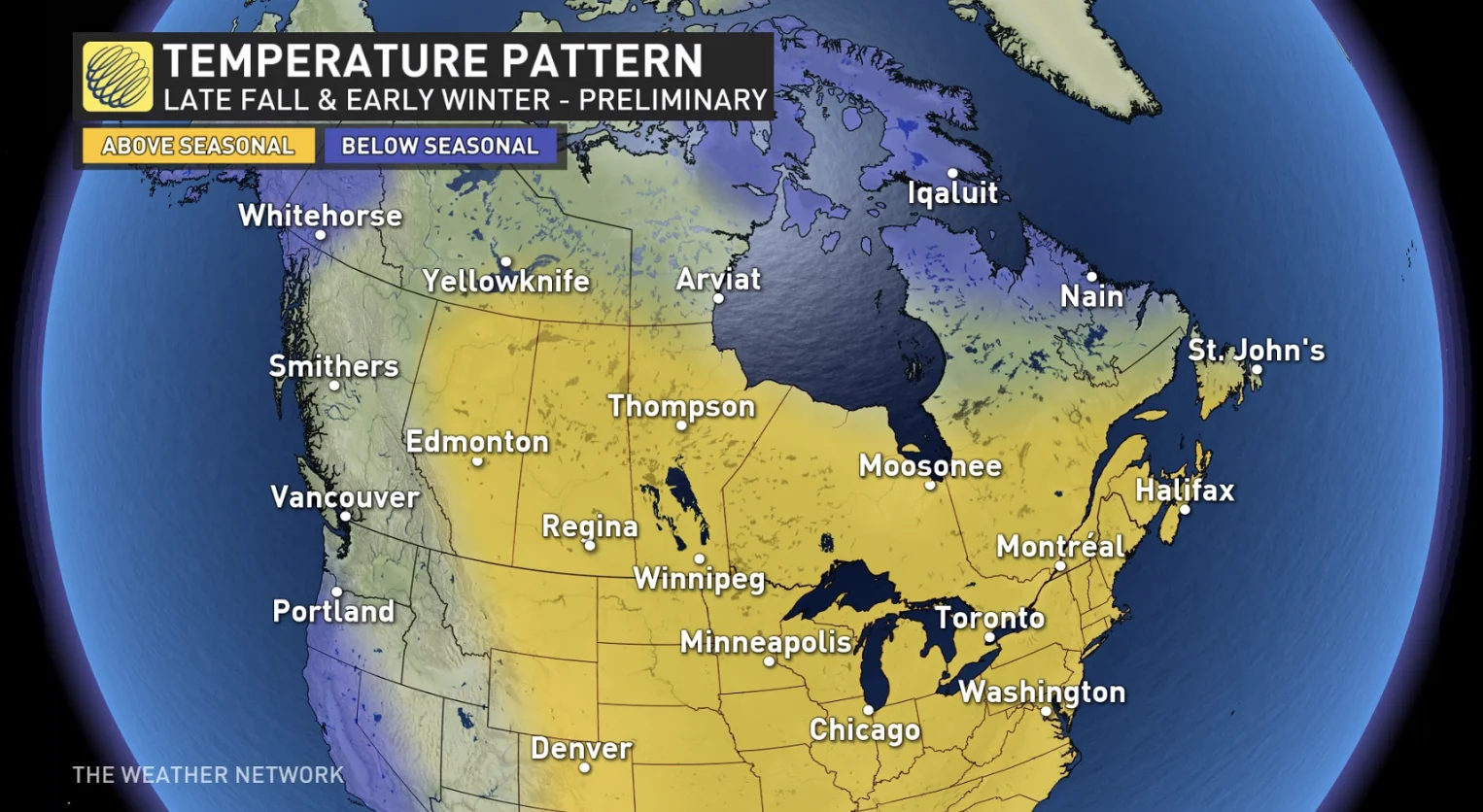Canada's Late Fall temperature pattern - 2023, The Weather Network