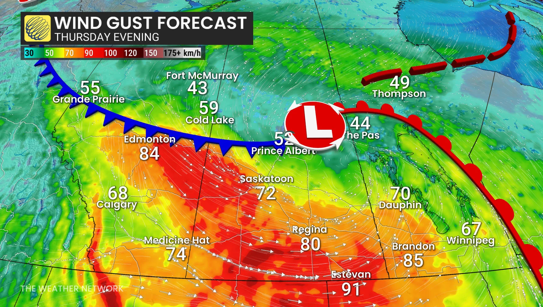 Prairies wind gust Thursday evening