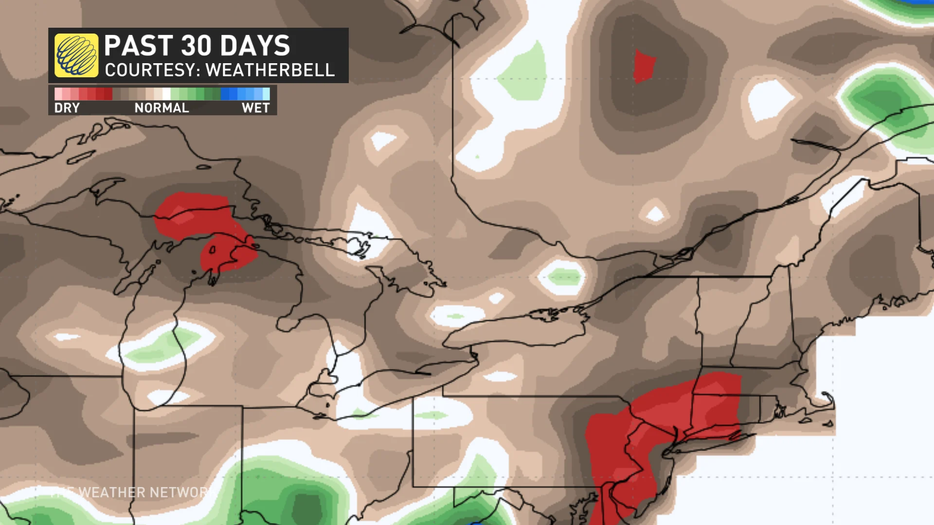 Past 30 days anomaly in Ontario