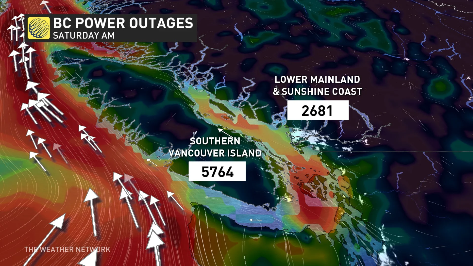 B.C. peak power outages - Oct. 26, 2024